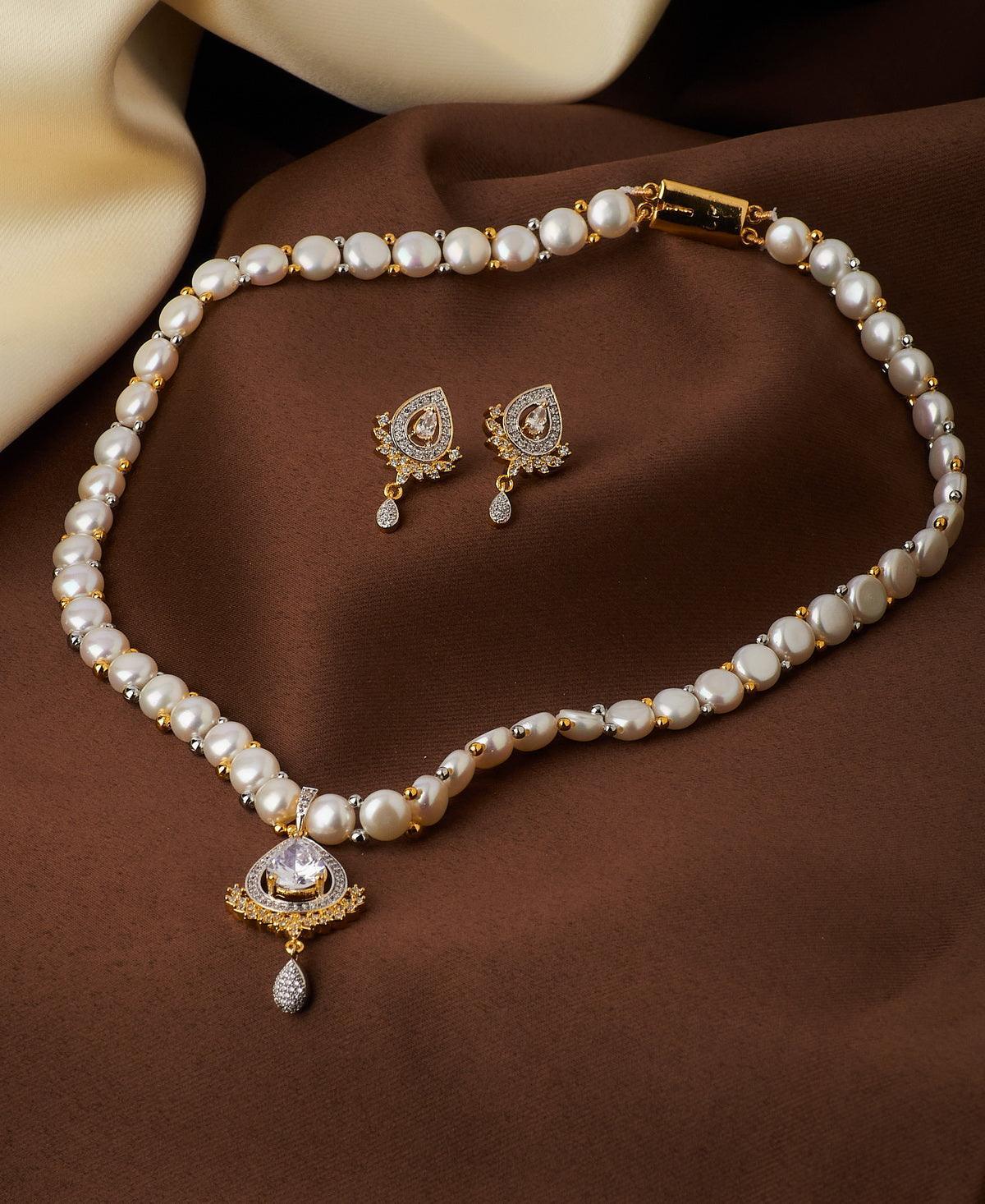 Floral Pearl Necklace Set - Chandrani Pearls