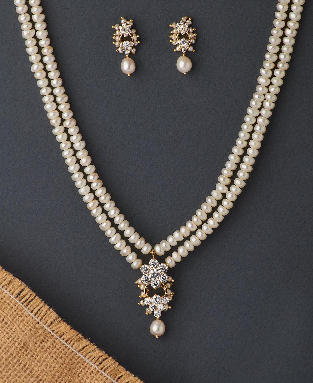 Floral Pearl Necklace Set - Chandrani Pearls