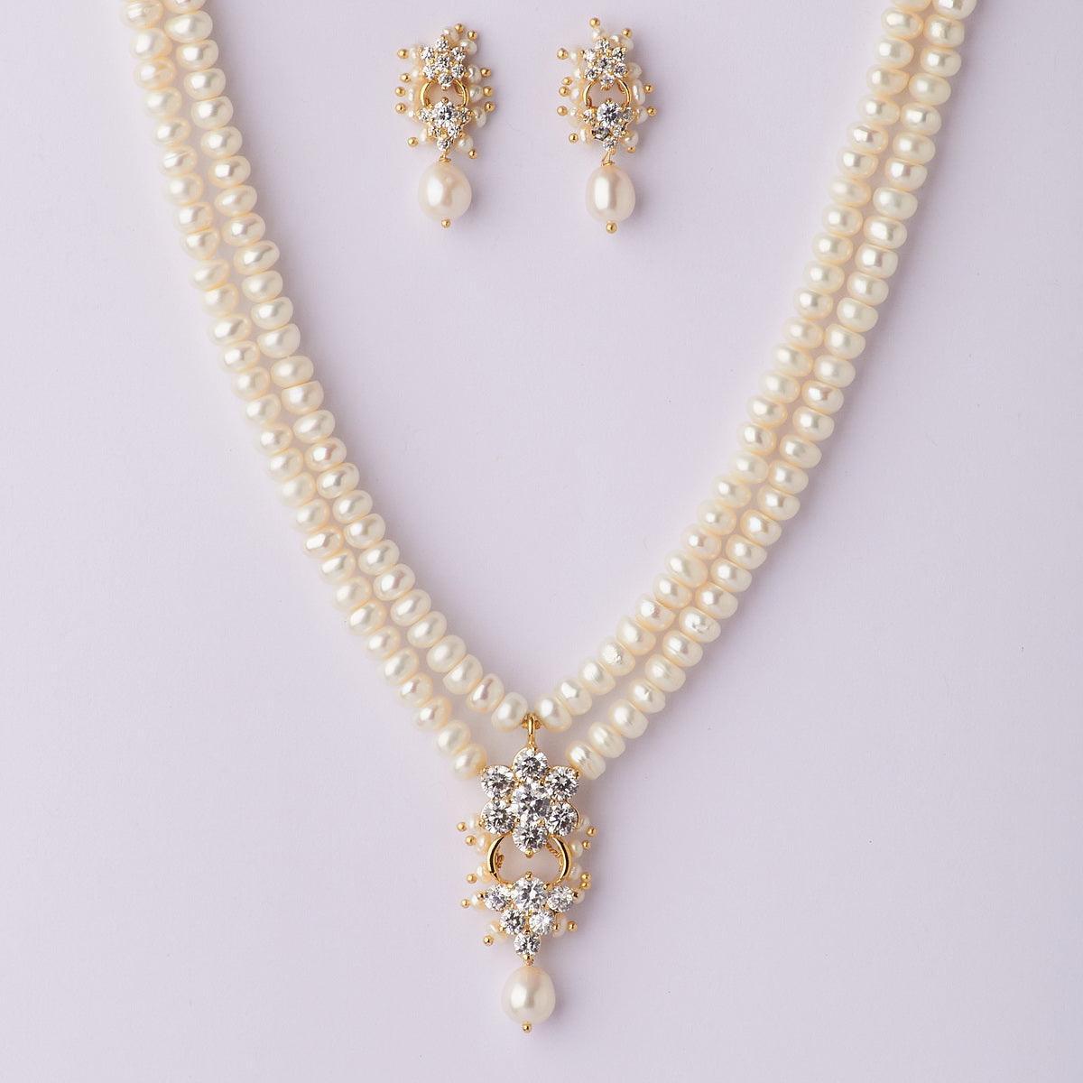 Floral Pearl Necklace Set - Chandrani Pearls