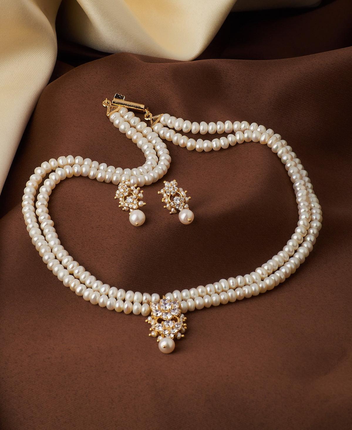 Floral Pearl Necklace Set - Chandrani Pearls