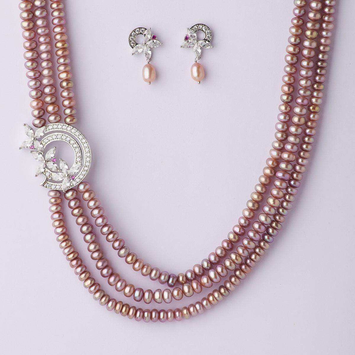 Floral Pearl Necklace Set - Chandrani Pearls