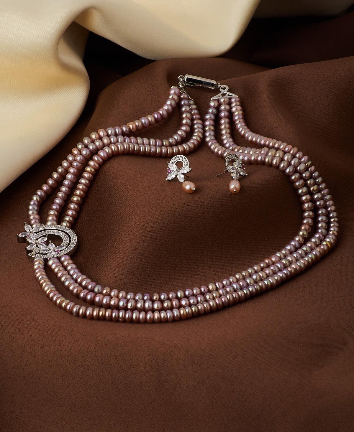 Floral Pearl Necklace Set - Chandrani Pearls