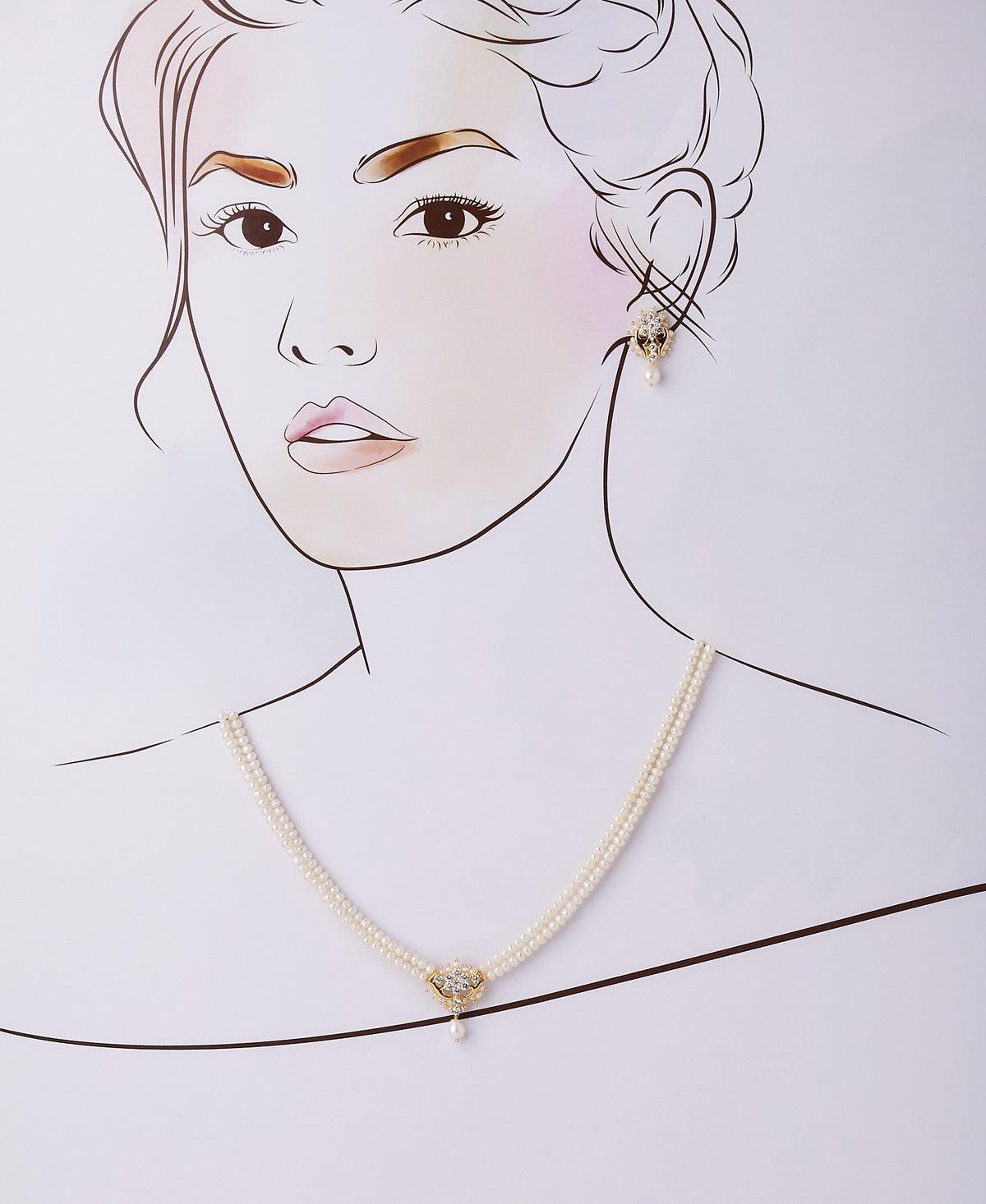 Floral Pearl Necklace Set - Chandrani Pearls