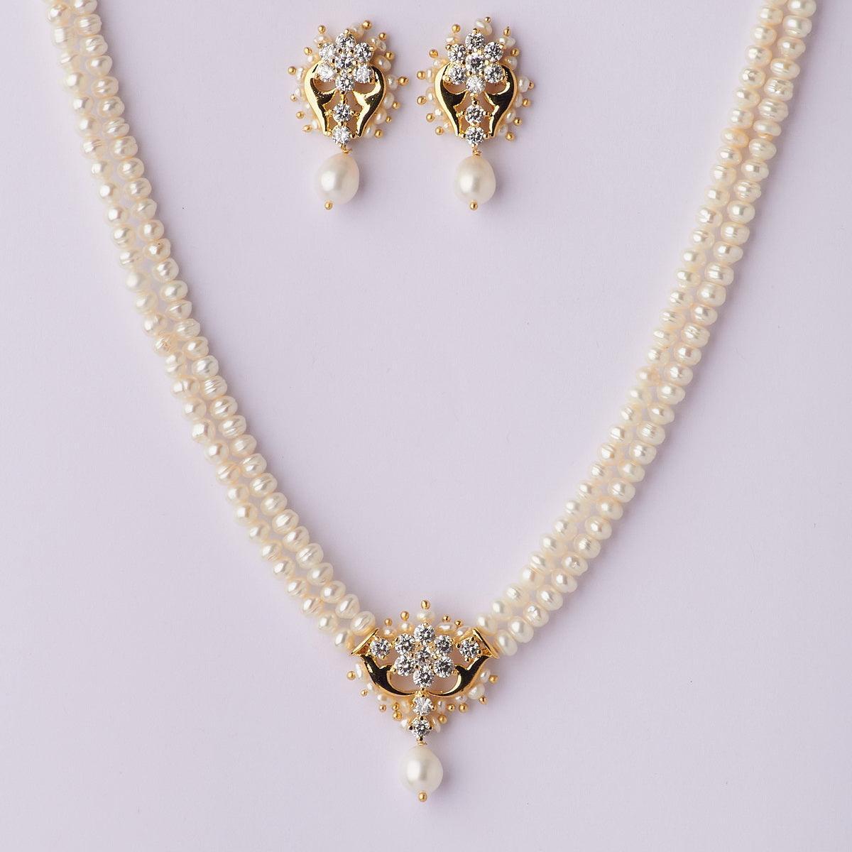 Floral Pearl Necklace Set - Chandrani Pearls