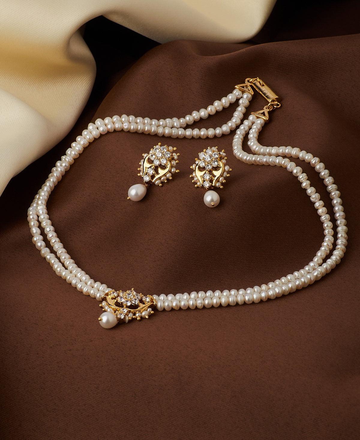 Floral Pearl Necklace Set - Chandrani Pearls
