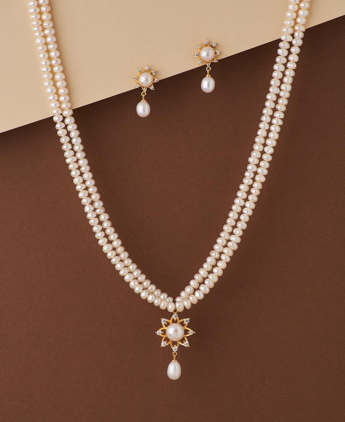 Floral Pearl Necklace Set - Chandrani Pearls