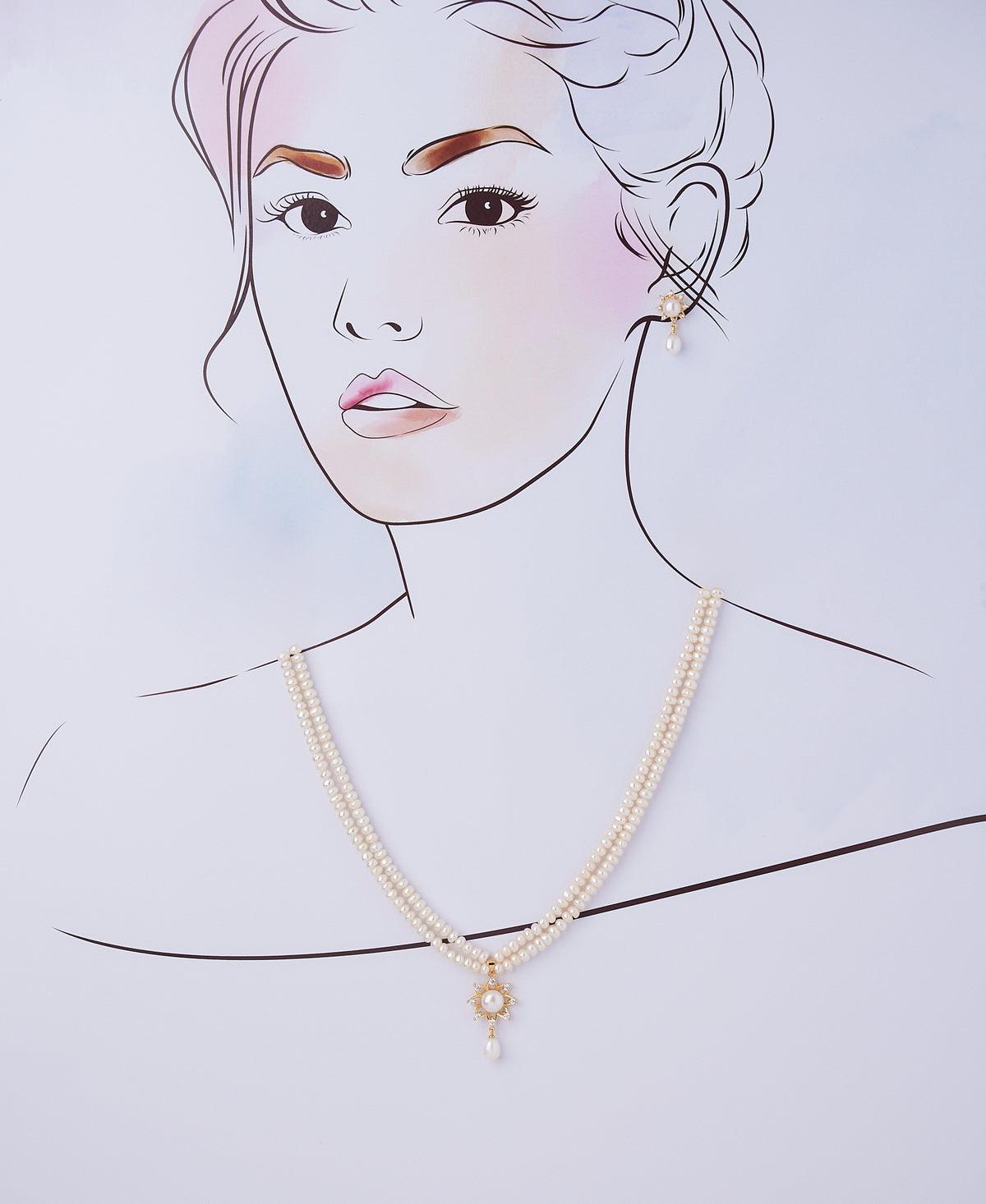 Floral Pearl Necklace Set - Chandrani Pearls