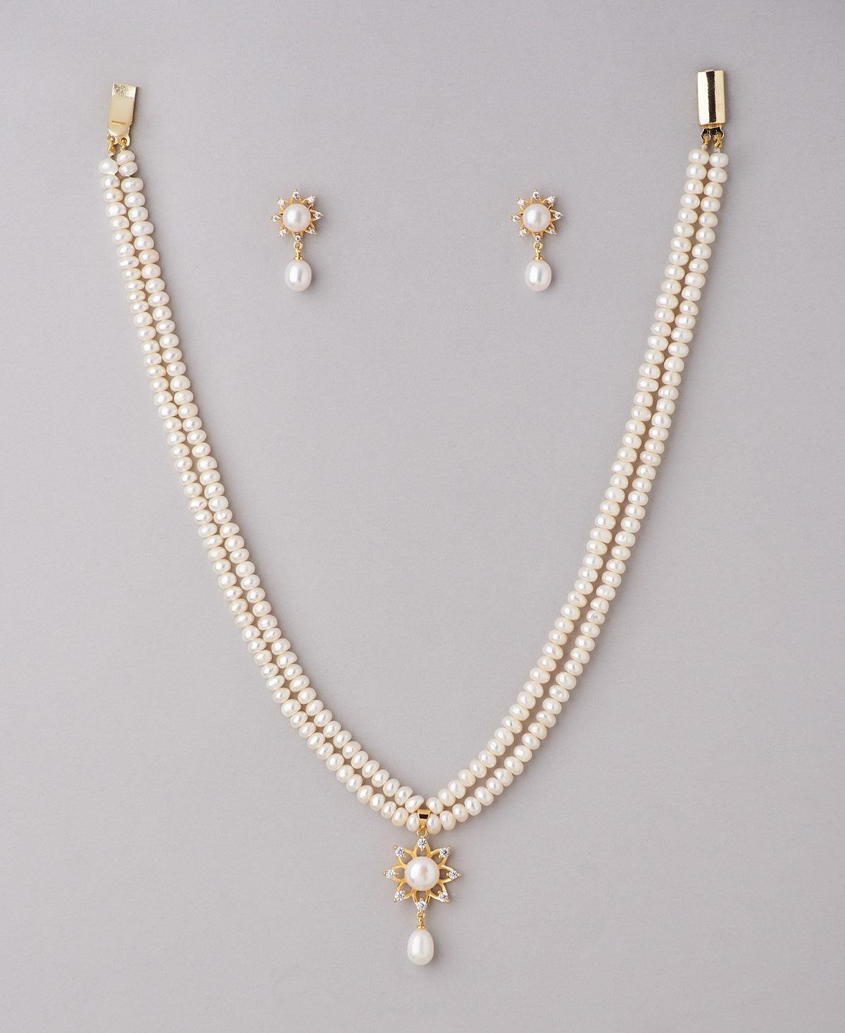 Floral Pearl Necklace Set - Chandrani Pearls