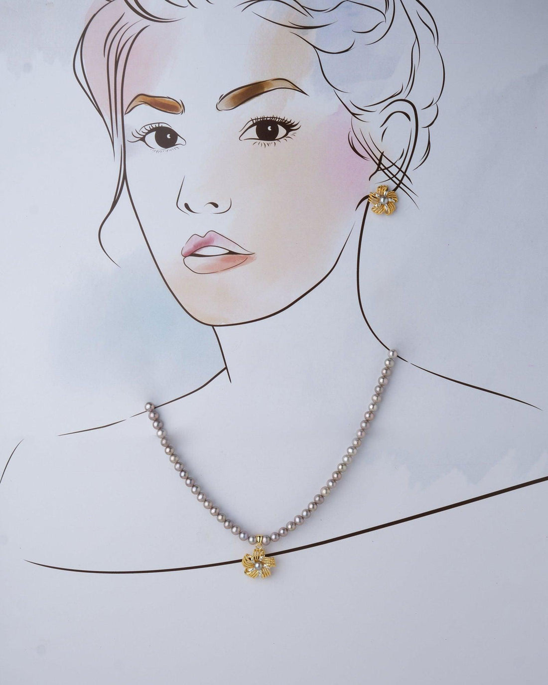 Floral Pearl Necklace Set - Chandrani Pearls
