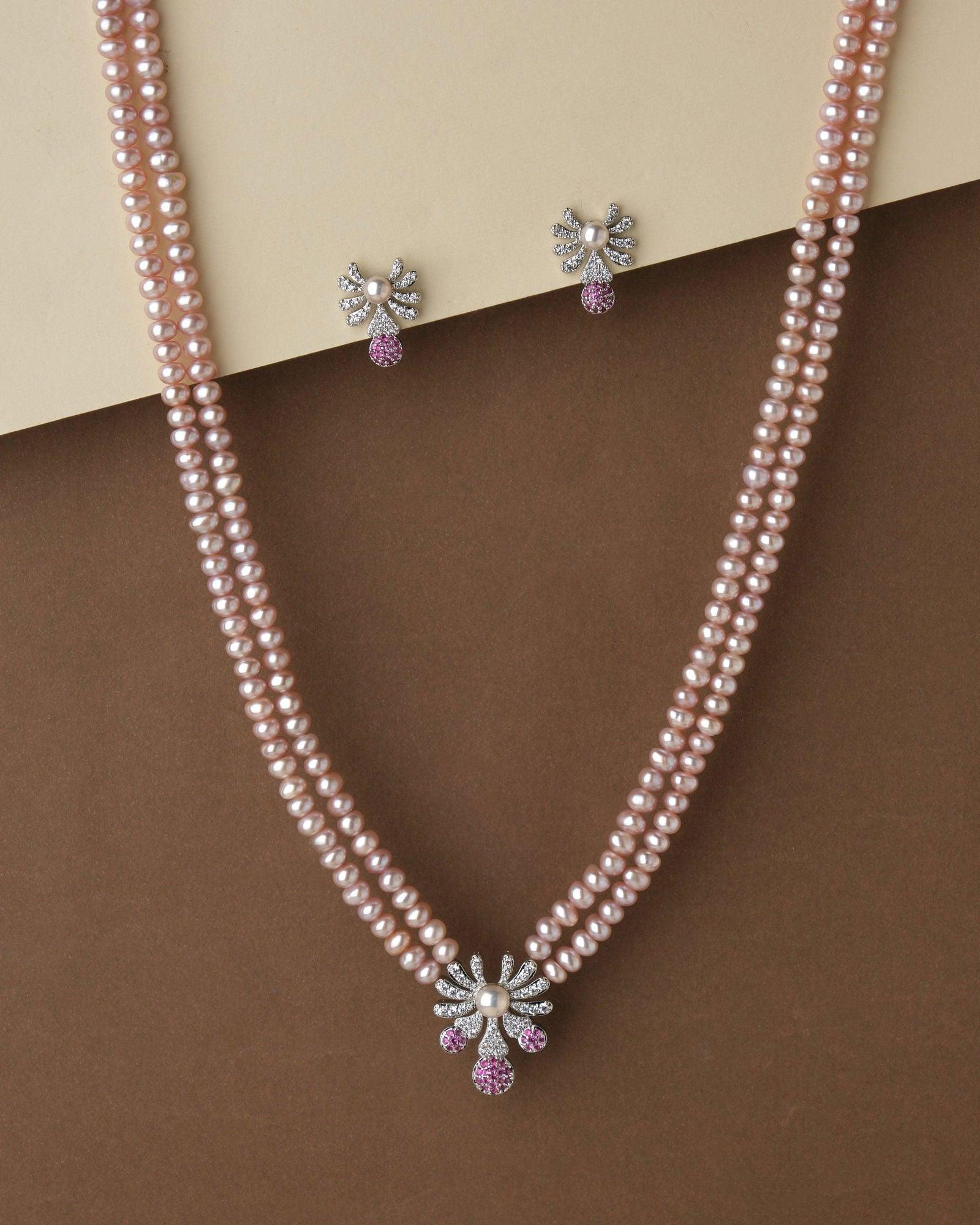 Floral Pearl Necklace Set - Chandrani Pearls