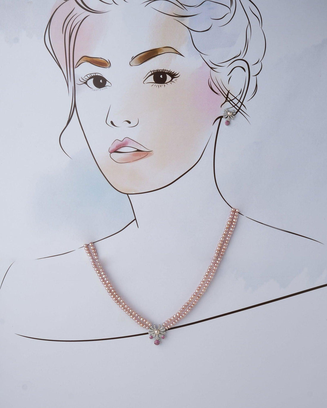 Floral Pearl Necklace Set - Chandrani Pearls