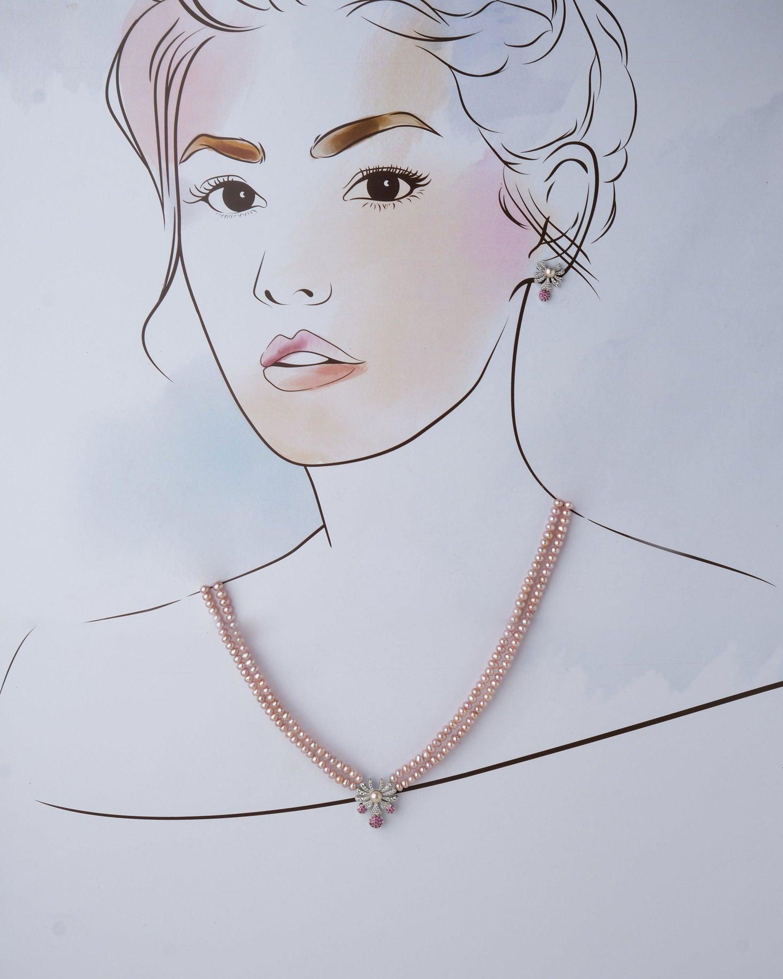Floral Pearl Necklace Set - Chandrani Pearls