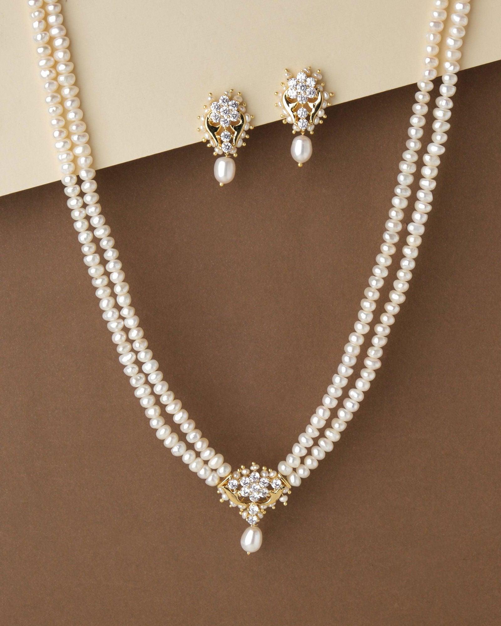 Floral Pearl Necklace Set - Chandrani Pearls