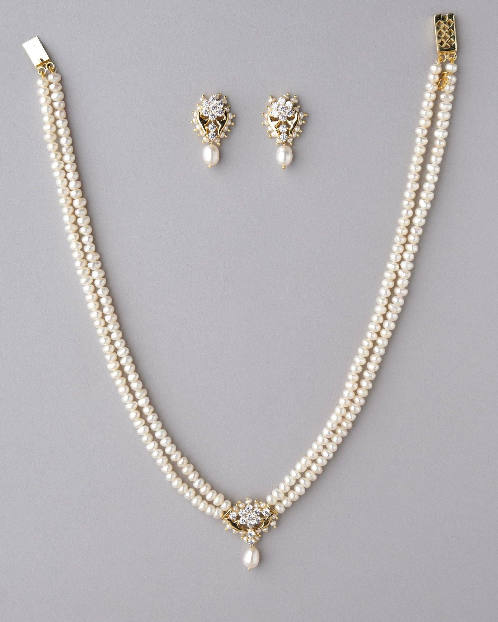 Floral Pearl Necklace Set - Chandrani Pearls