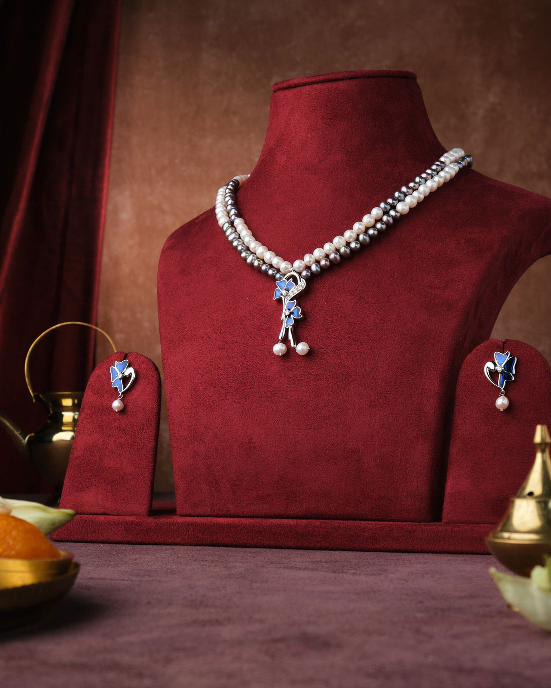 Floral Pearl Necklace Set - Chandrani Pearls