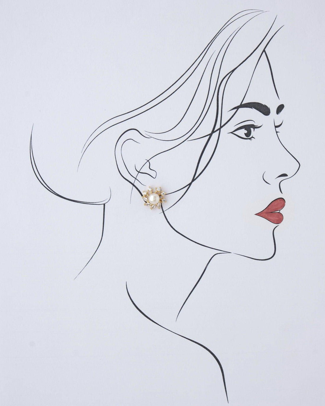 Floral Pearl & Stone Stud Earring - Chandrani Pearls