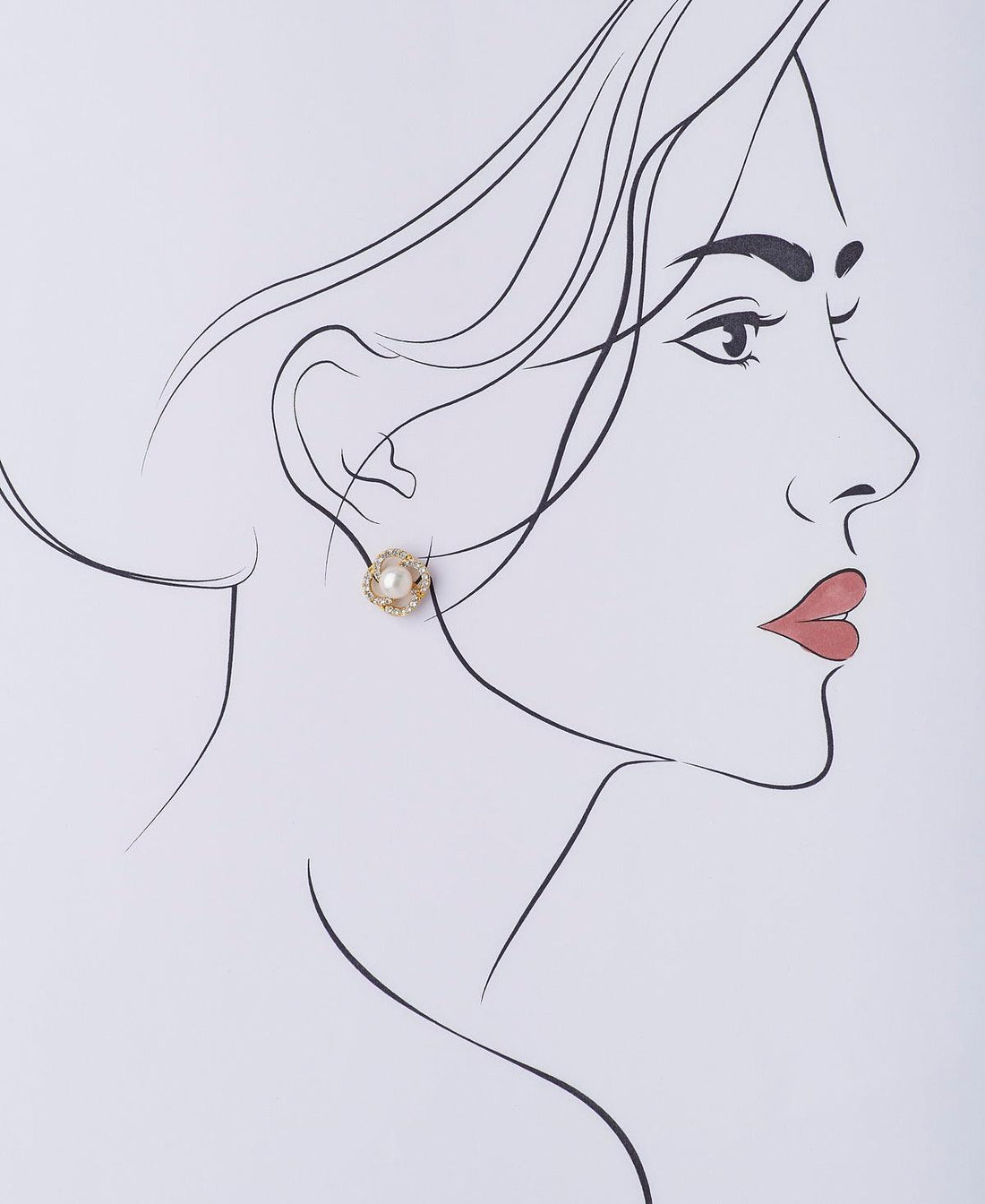 Floral Pearl Stone Stud Earrings - Chandrani Pearls