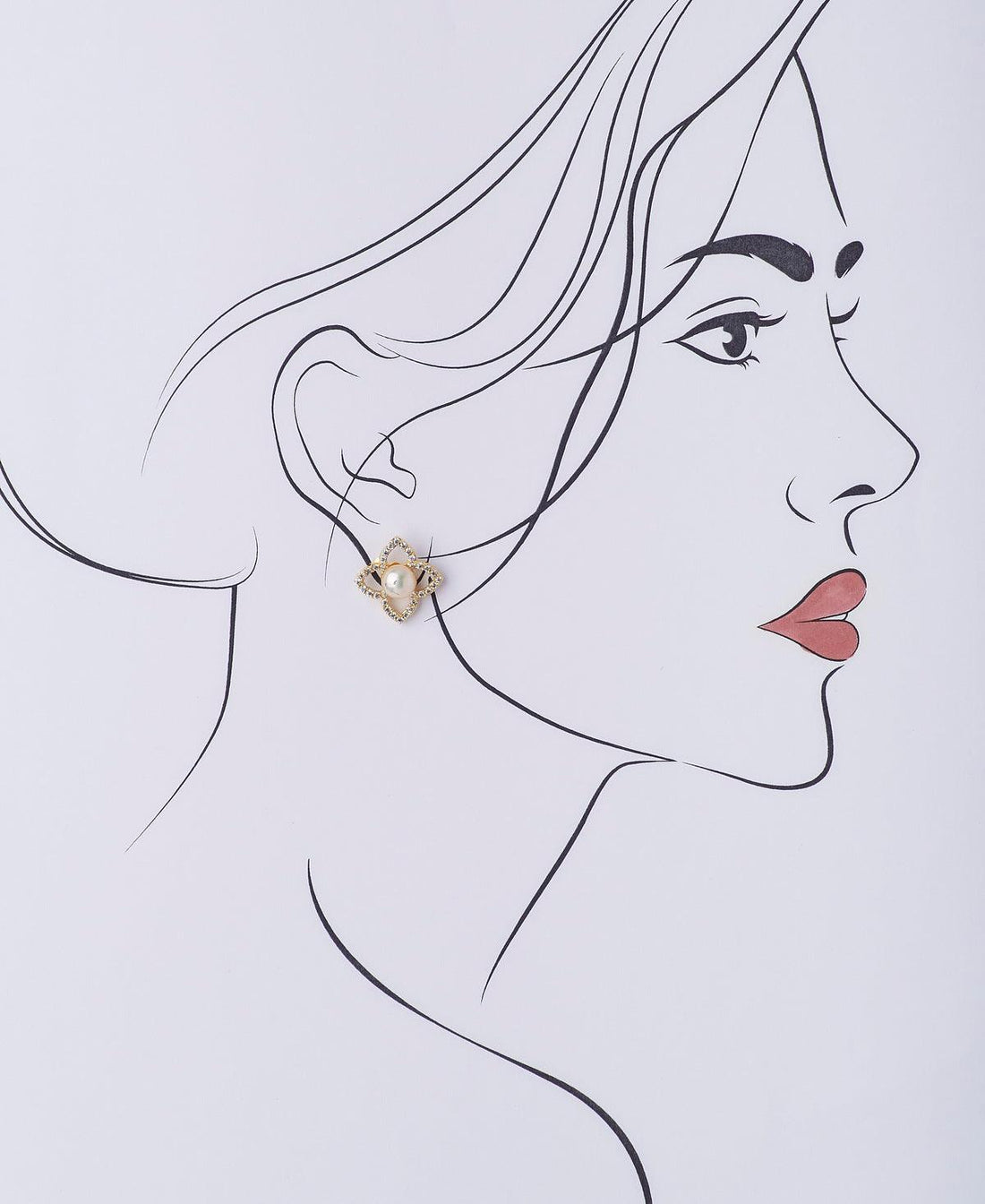 Floral Pearl Stone Stud Earrings - Chandrani Pearls