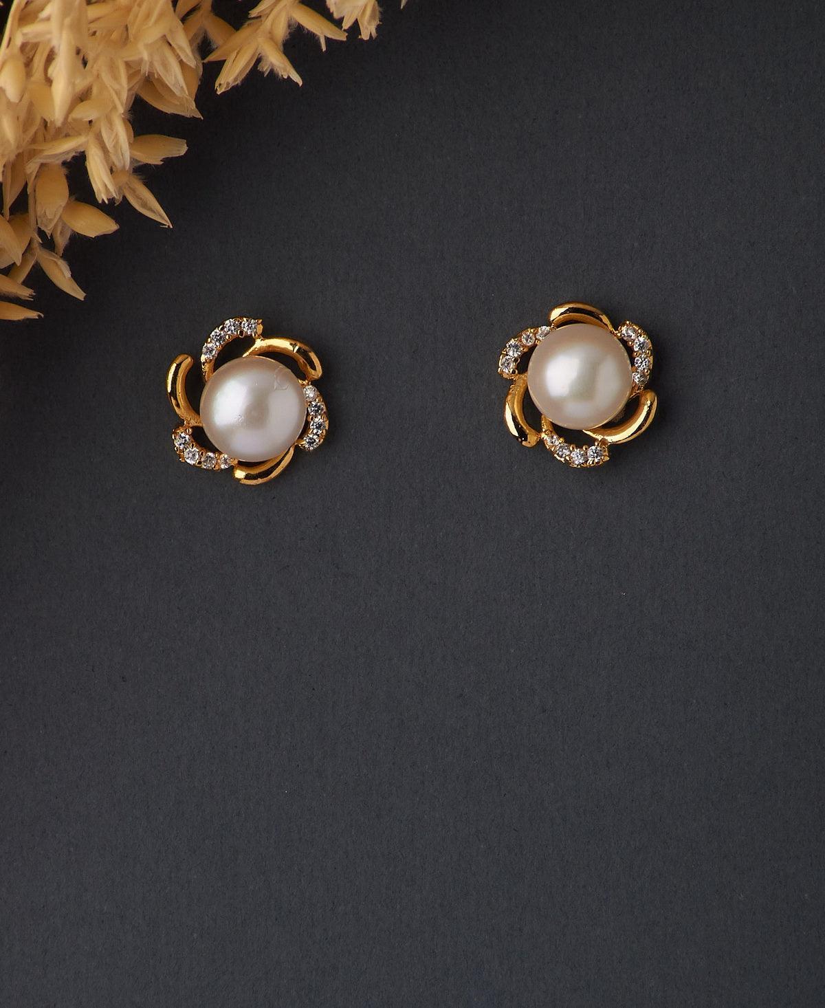 Floral Pearl Stud Earring - Chandrani Pearls