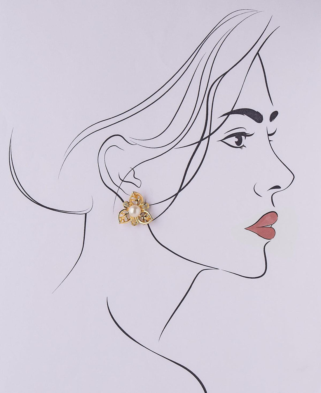Floral Pearl Stud Earring - Chandrani Pearls
