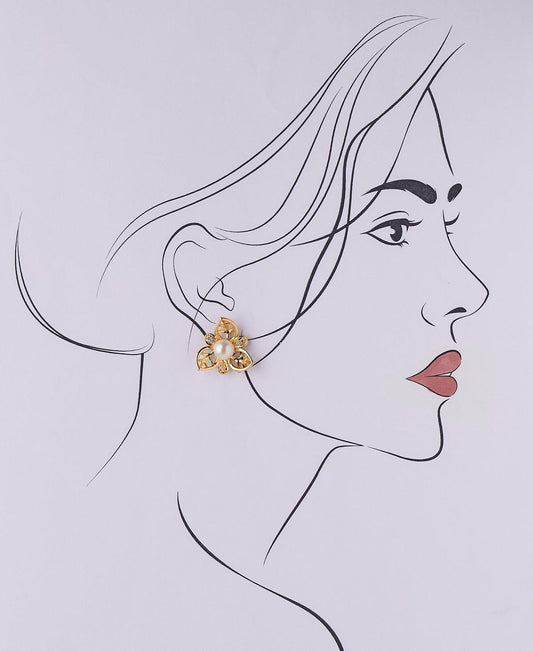 Floral Pearl Stud Earring - Chandrani Pearls