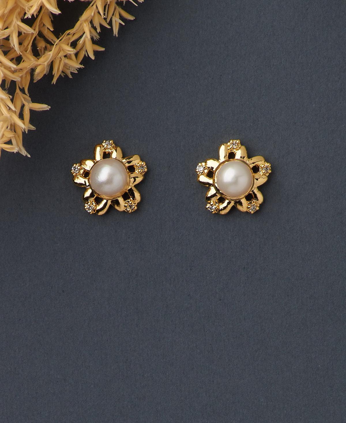 Floral Pearl Stud Earring - Chandrani Pearls