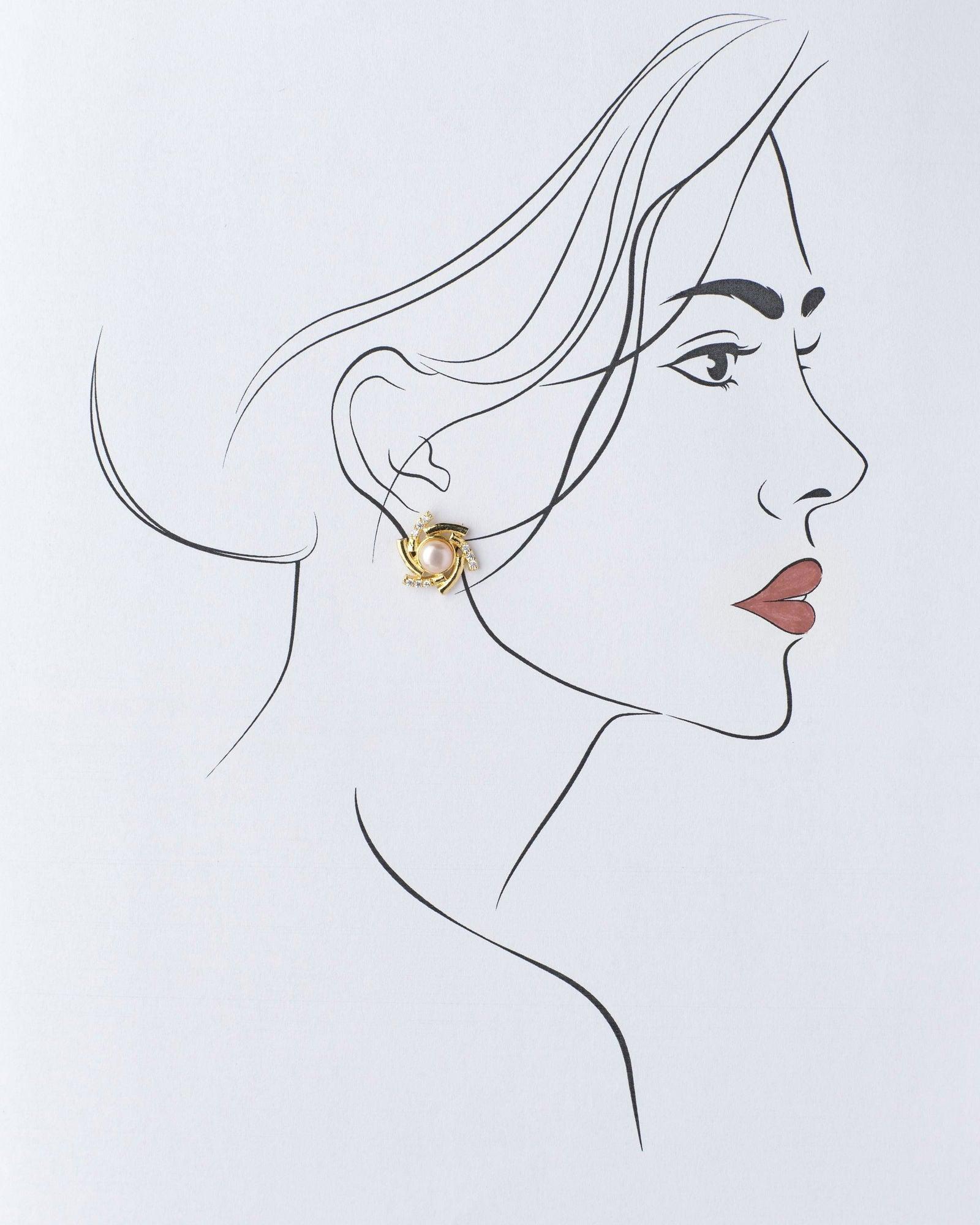 Floral Pearl Stud Earring - Chandrani Pearls