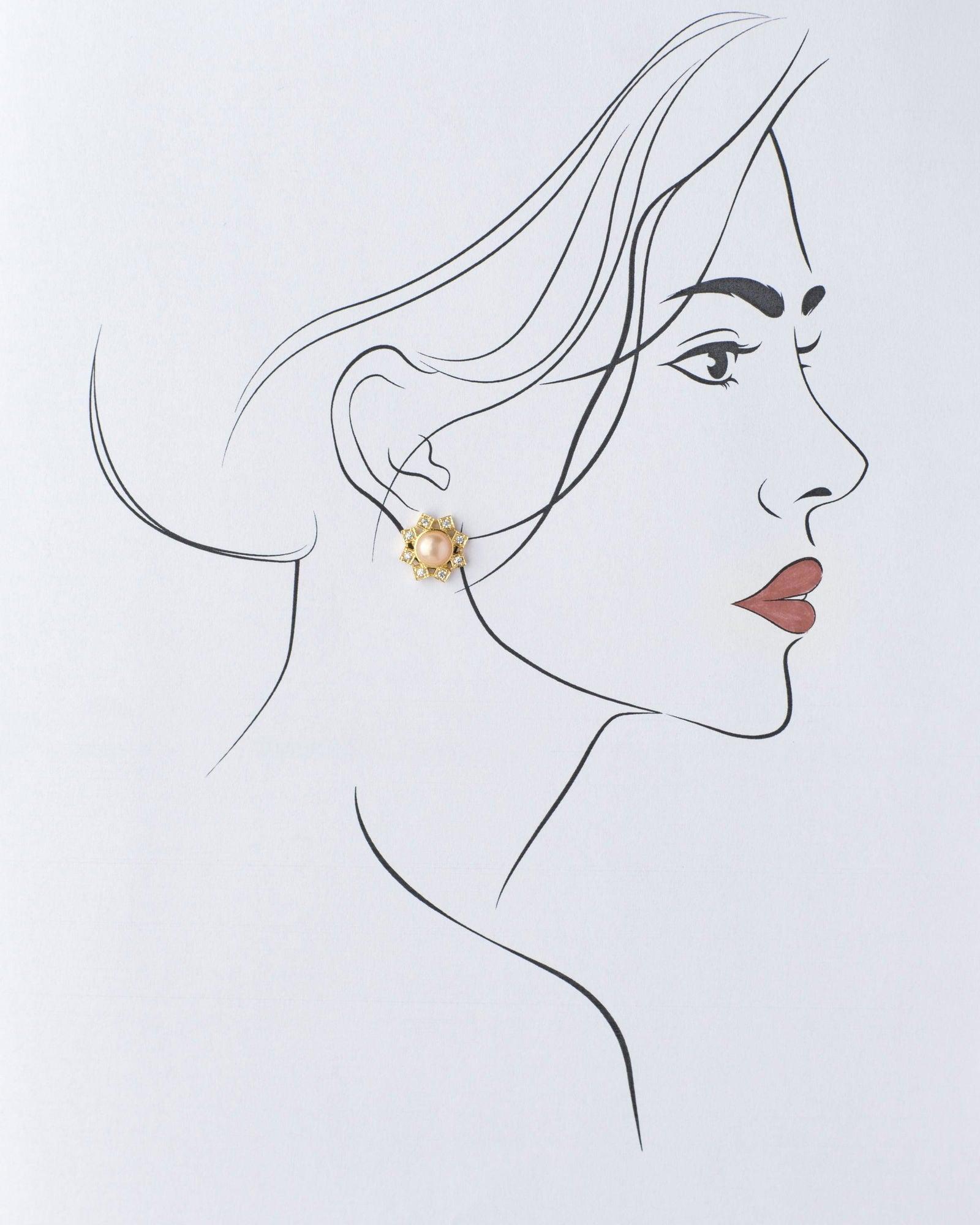 Floral Pearl Stud Earring - Chandrani Pearls