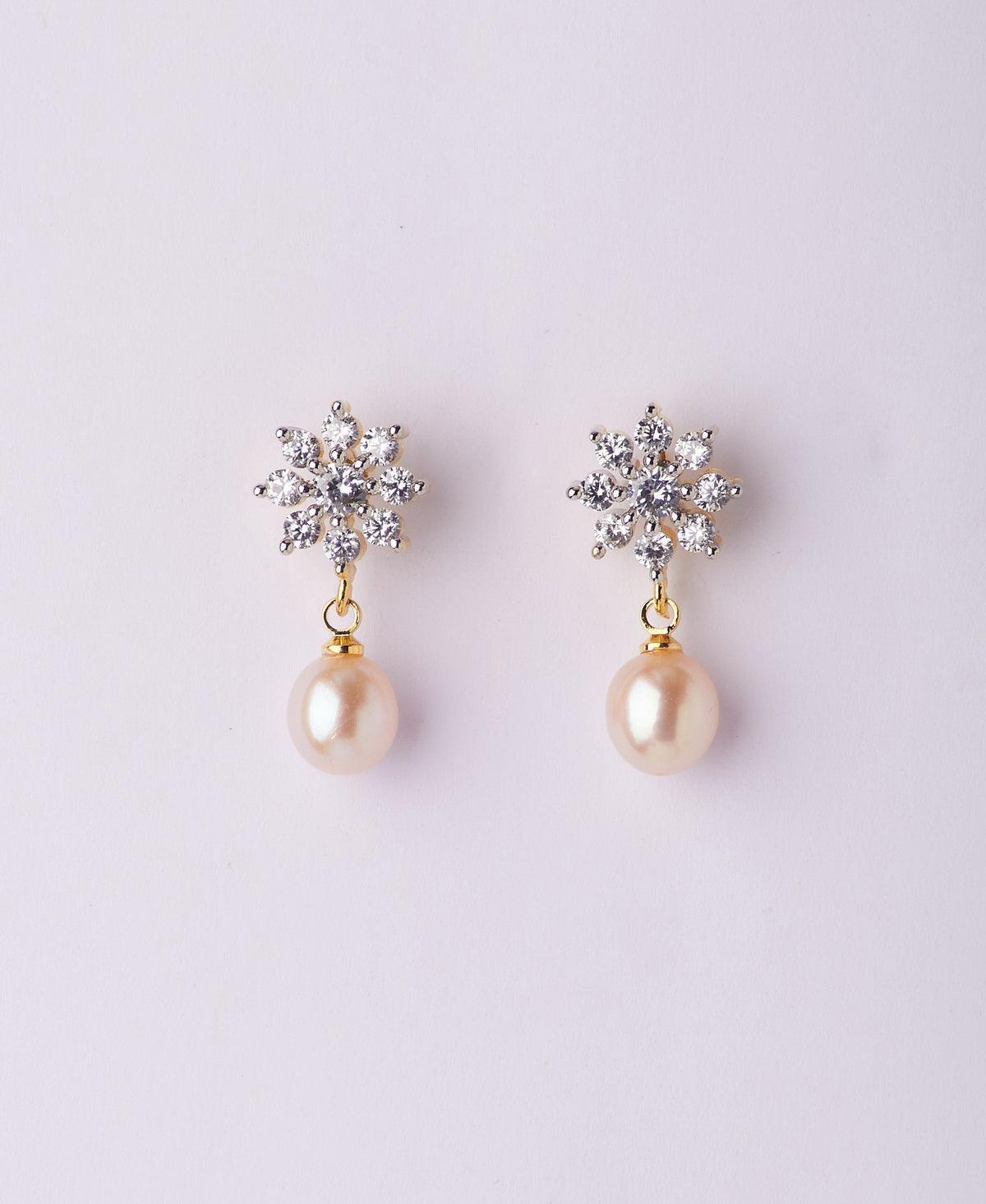 Floral Pink Pearl Hang Earring - Chandrani Pearls