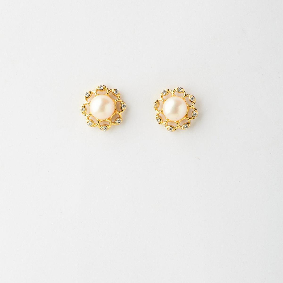 Floral Pink Pearl Stud Earrings - Chandrani Pearls
