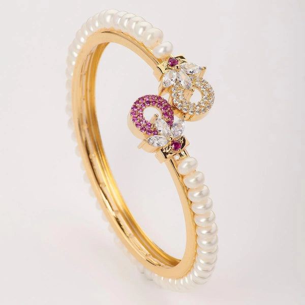 Floral Real Pearl Bangle - Chandrani Pearls