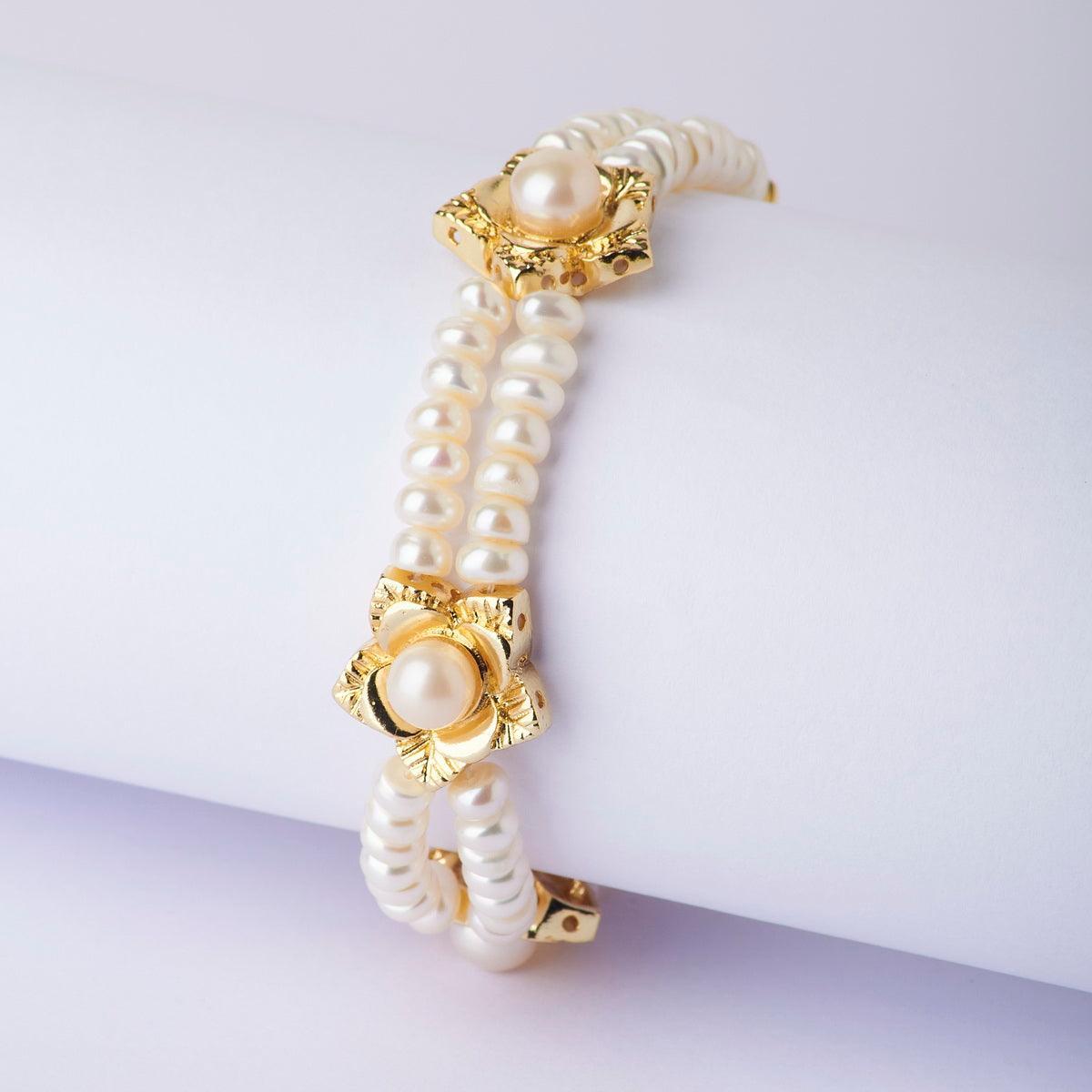 Floral Real Pearl Bracelet - Chandrani Pearls