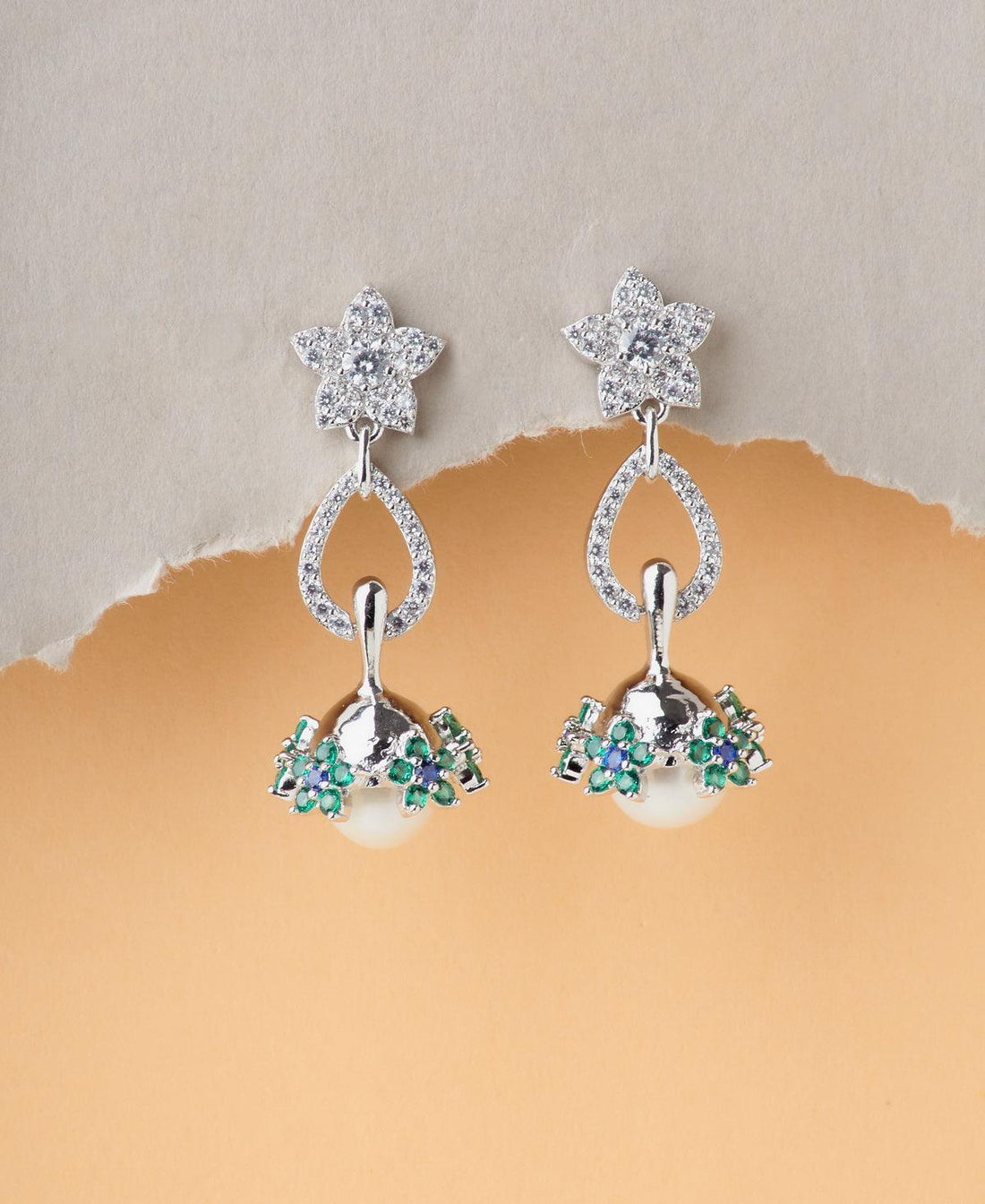 Floral Real Pearl Jhumki Earring - Chandrani Pearls