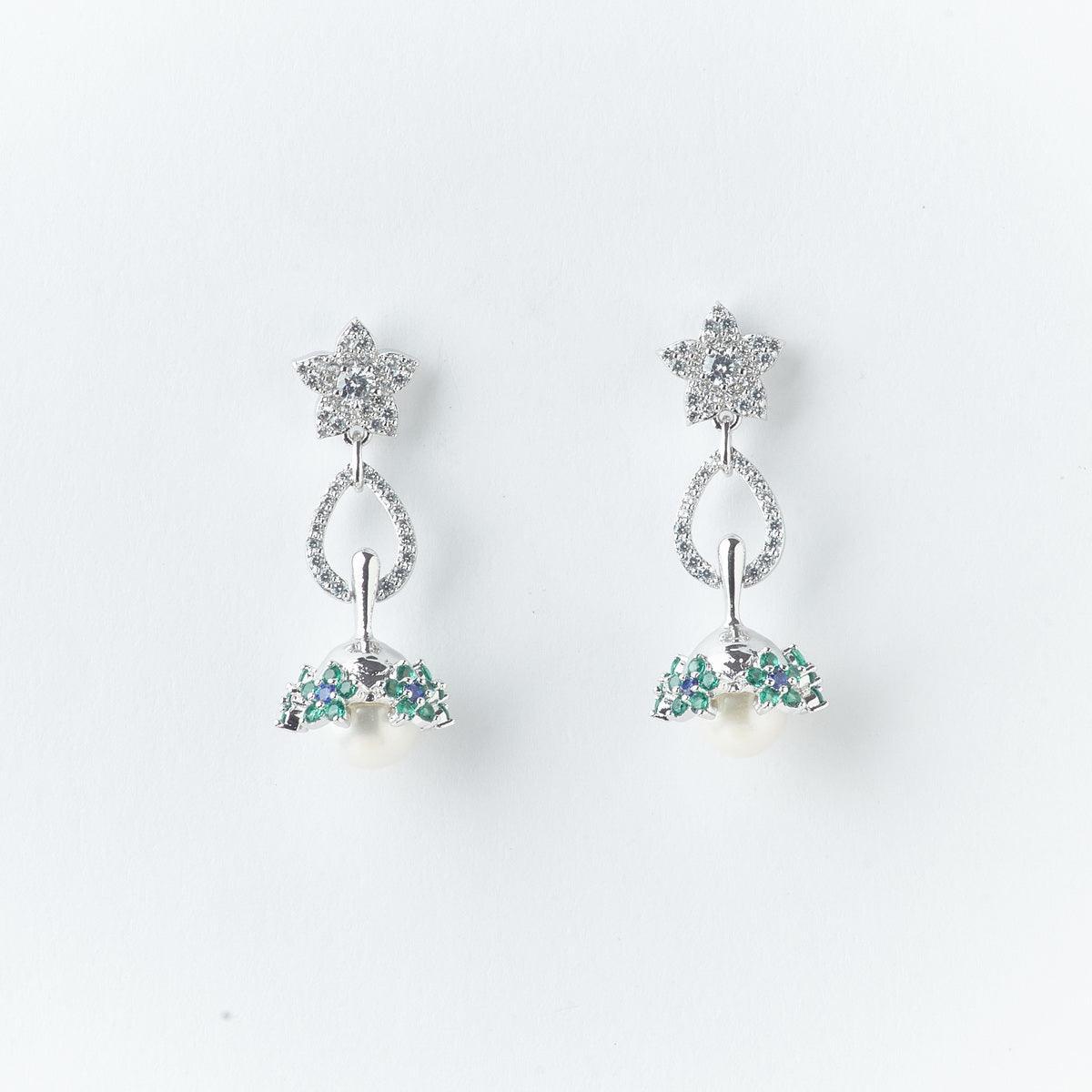 Floral Real Pearl Jhumki Earring - Chandrani Pearls