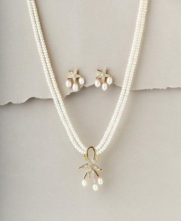 Floral Real Pearl Necklace Set - Chandrani Pearls