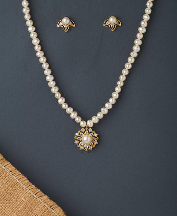 Floral Real Pearl Necklace Set - Chandrani Pearls