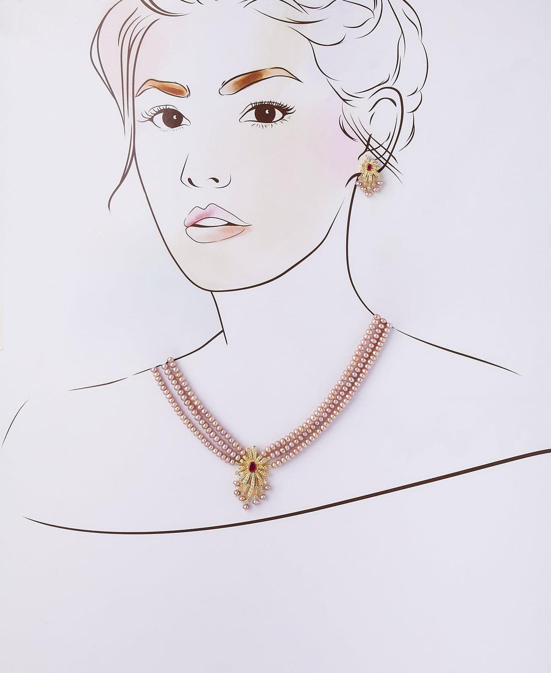 Floral Real Pearl Necklace Set - Chandrani Pearls