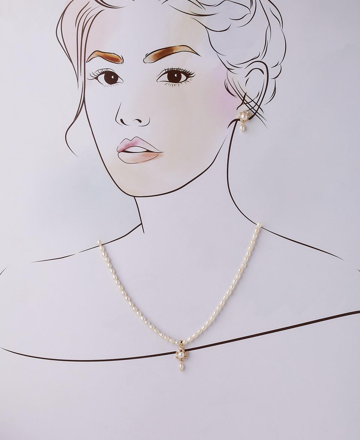Floral Real Pearl Necklace Set - Chandrani Pearls
