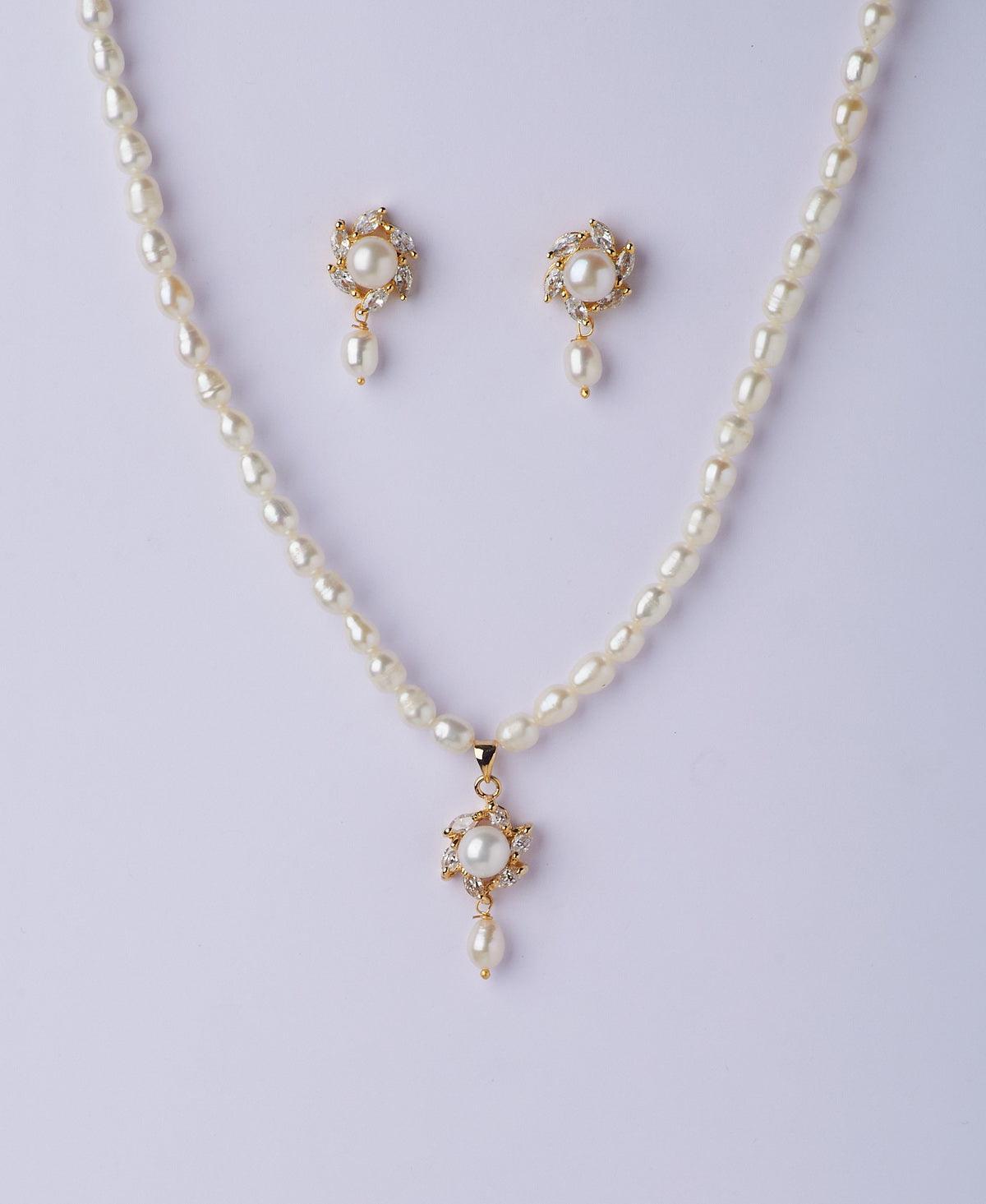 Floral Real Pearl Necklace Set - Chandrani Pearls