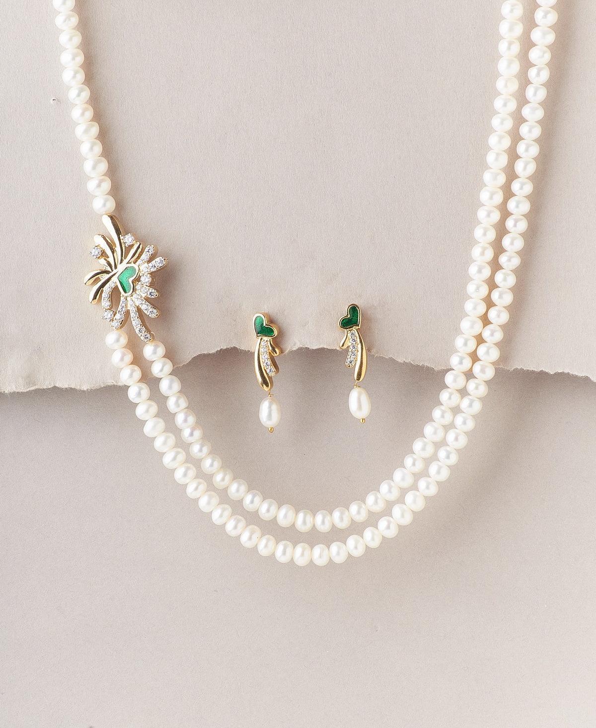Floral Real Pearl Necklace Set - Chandrani Pearls