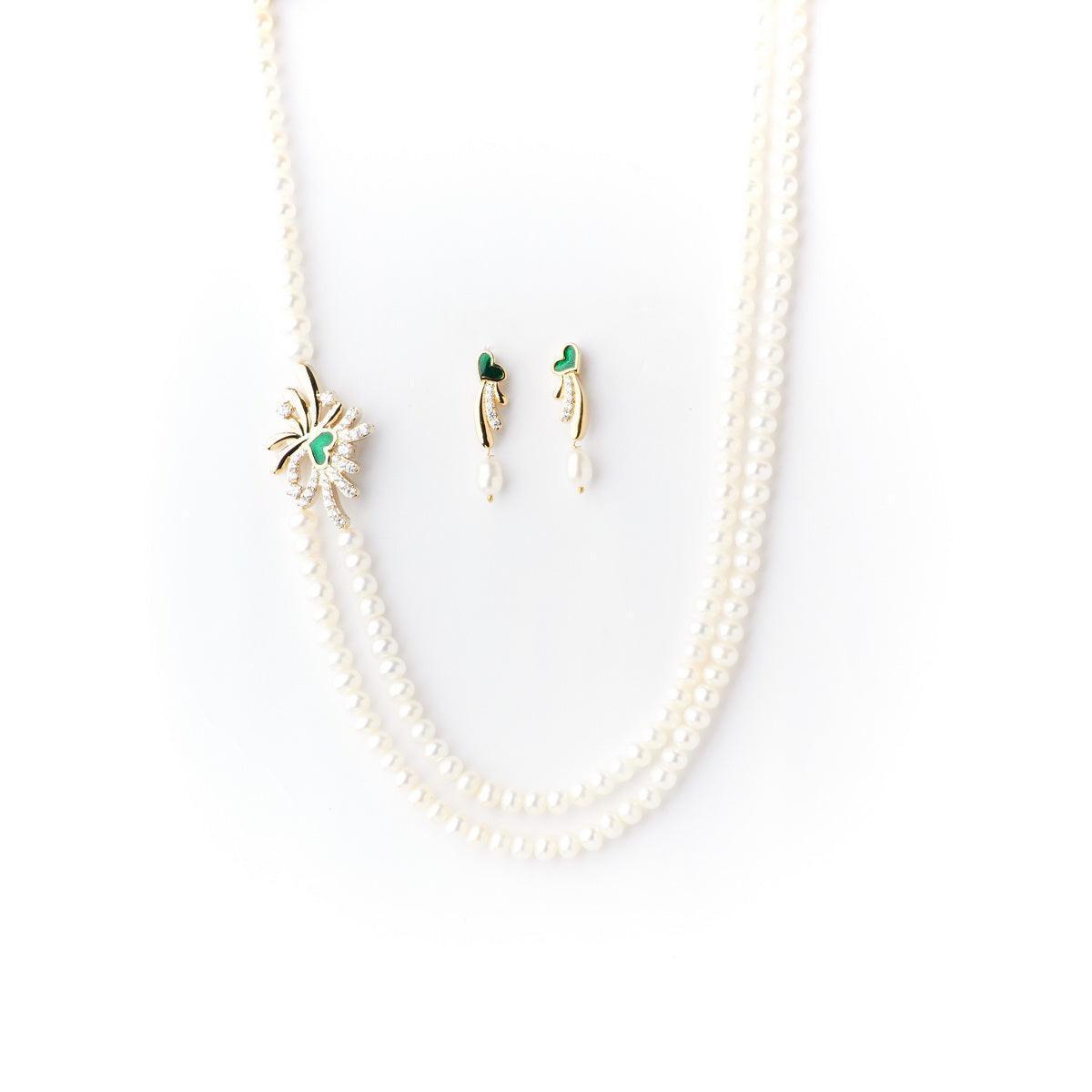 Floral Real Pearl Necklace Set - Chandrani Pearls