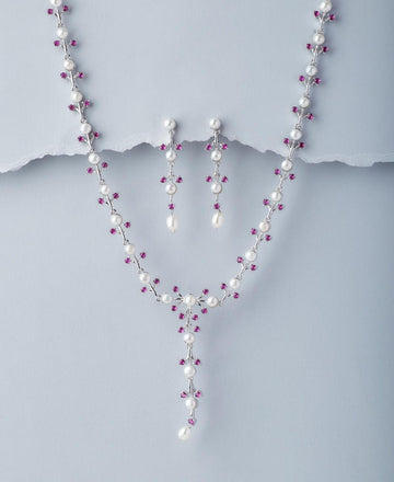 Floral Real Pearl Necklace Set - Chandrani Pearls