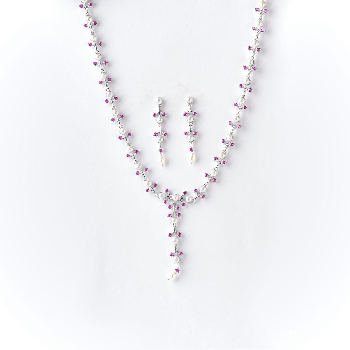 Floral Real Pearl Necklace Set - Chandrani Pearls