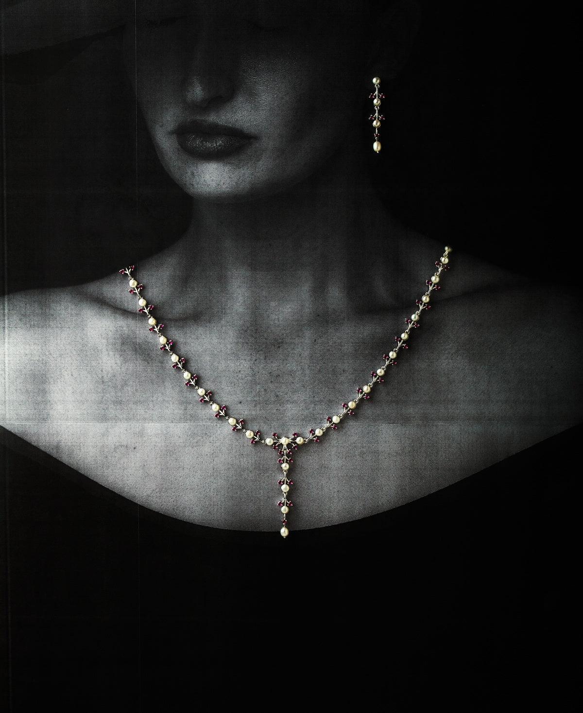 Floral Real Pearl Necklace Set - Chandrani Pearls