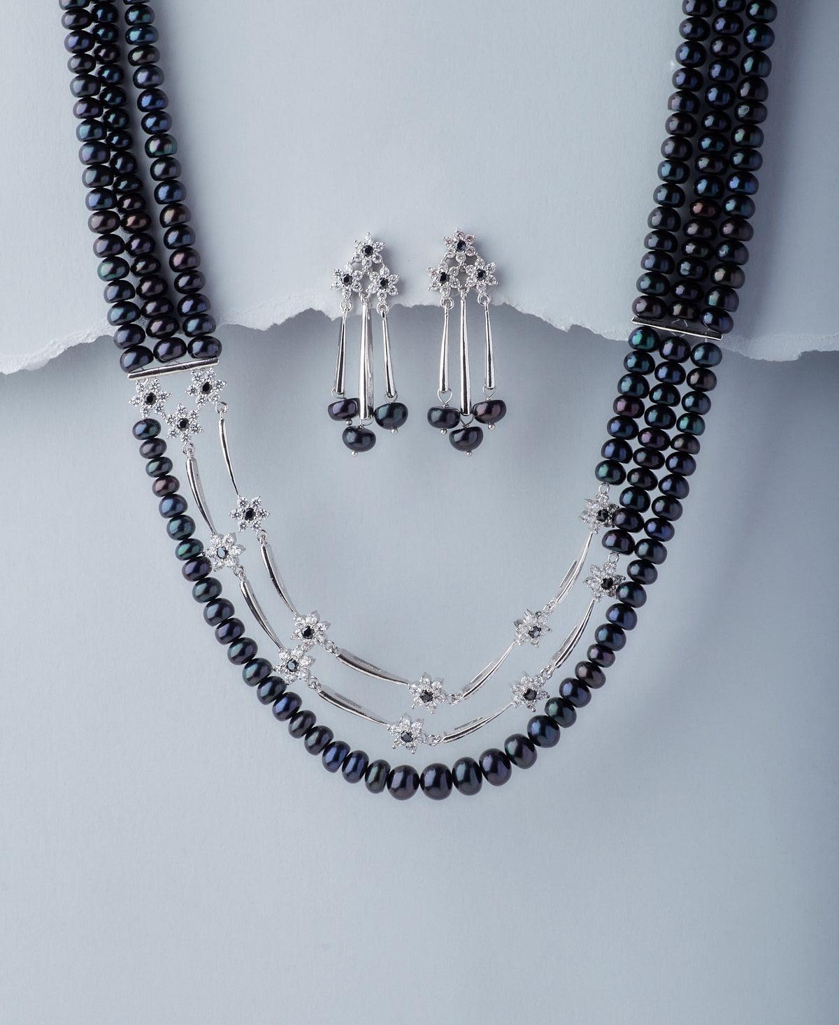Floral Real Pearl Necklace Set - Chandrani Pearls