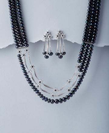Floral Real Pearl Necklace Set - Chandrani Pearls