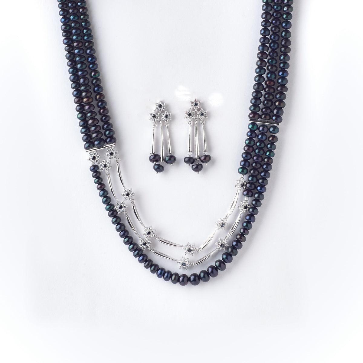 Floral Real Pearl Necklace Set - Chandrani Pearls
