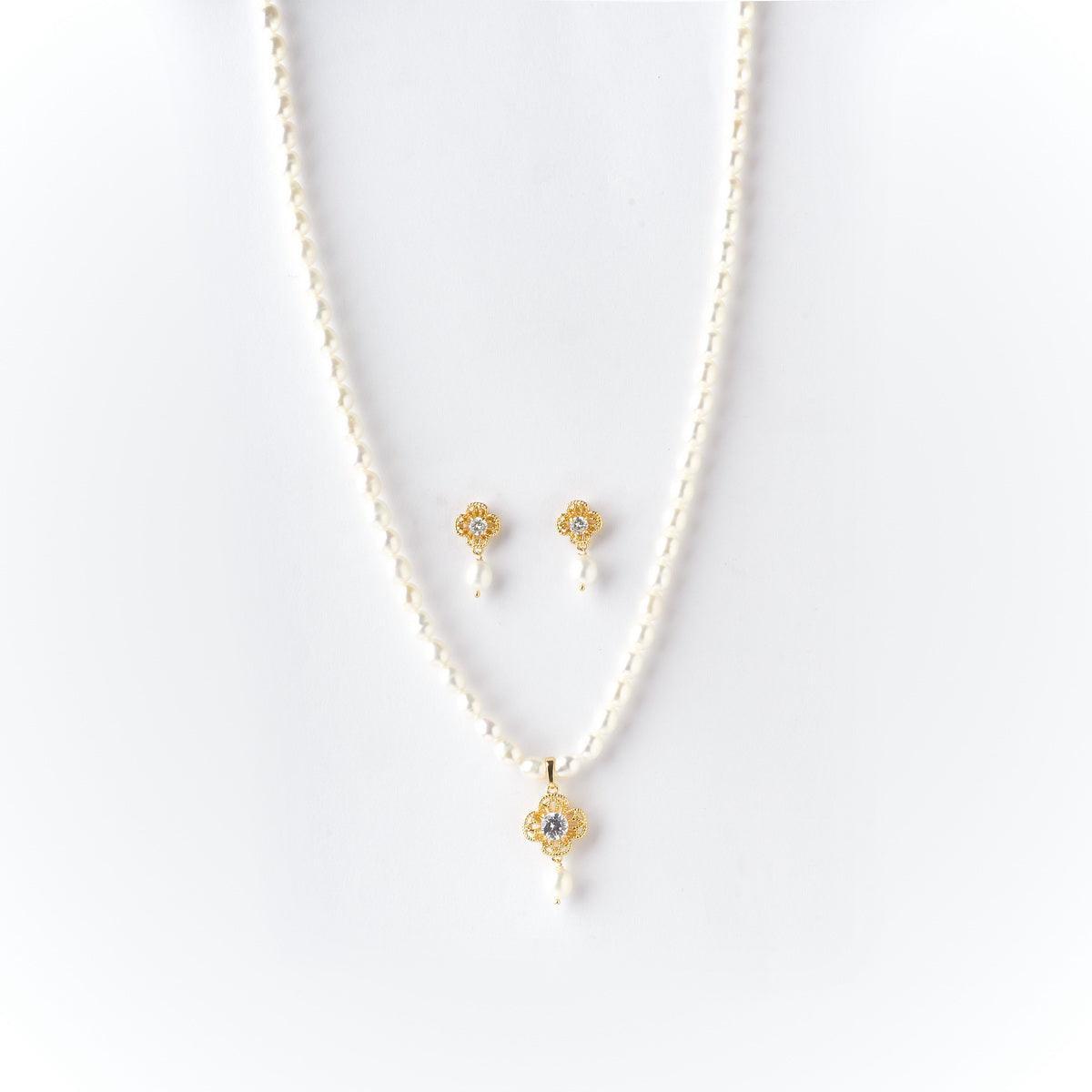 Floral Real Pearl Necklace Set - Chandrani Pearls