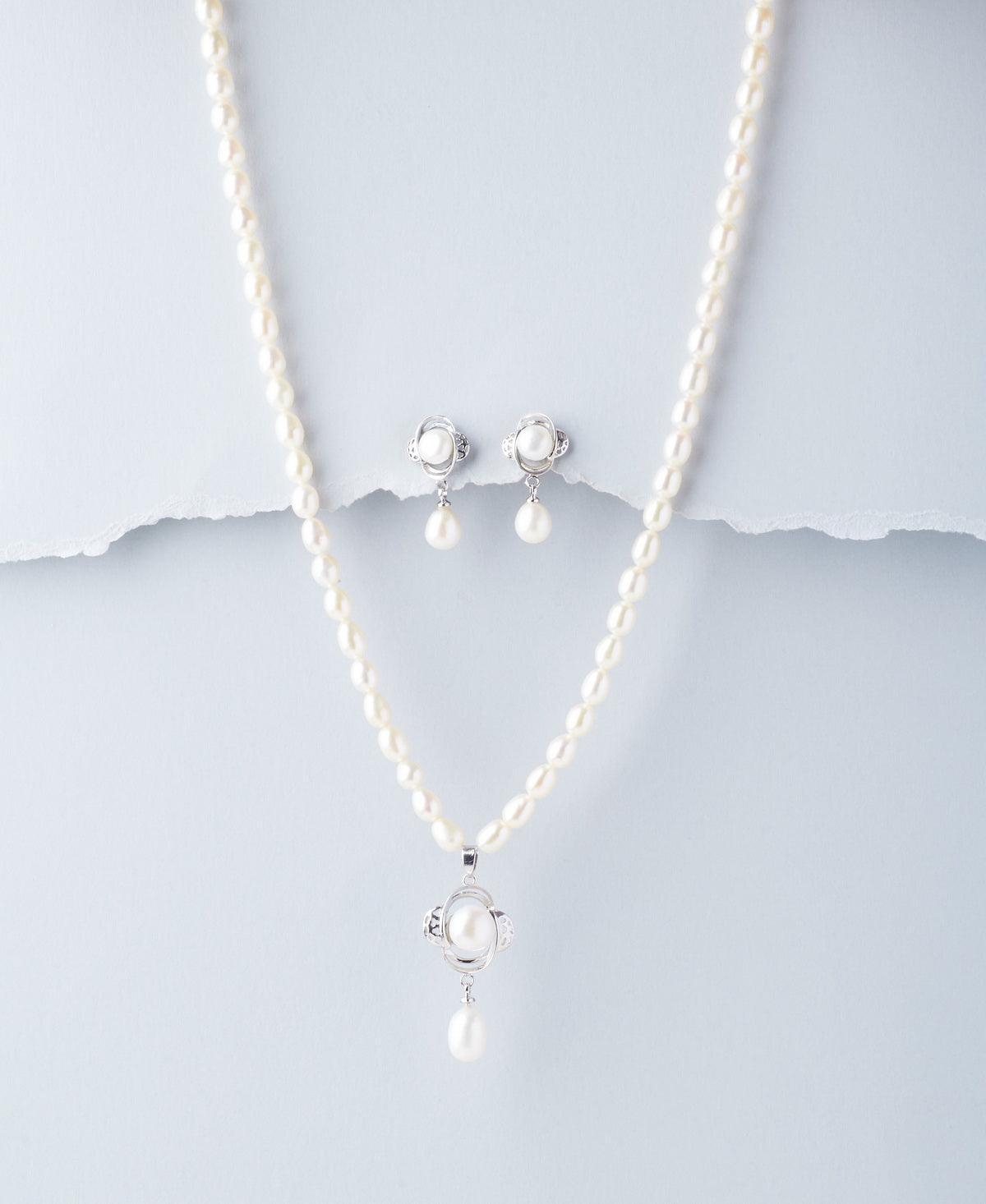 Floral Real Pearl Necklace Set - Chandrani Pearls