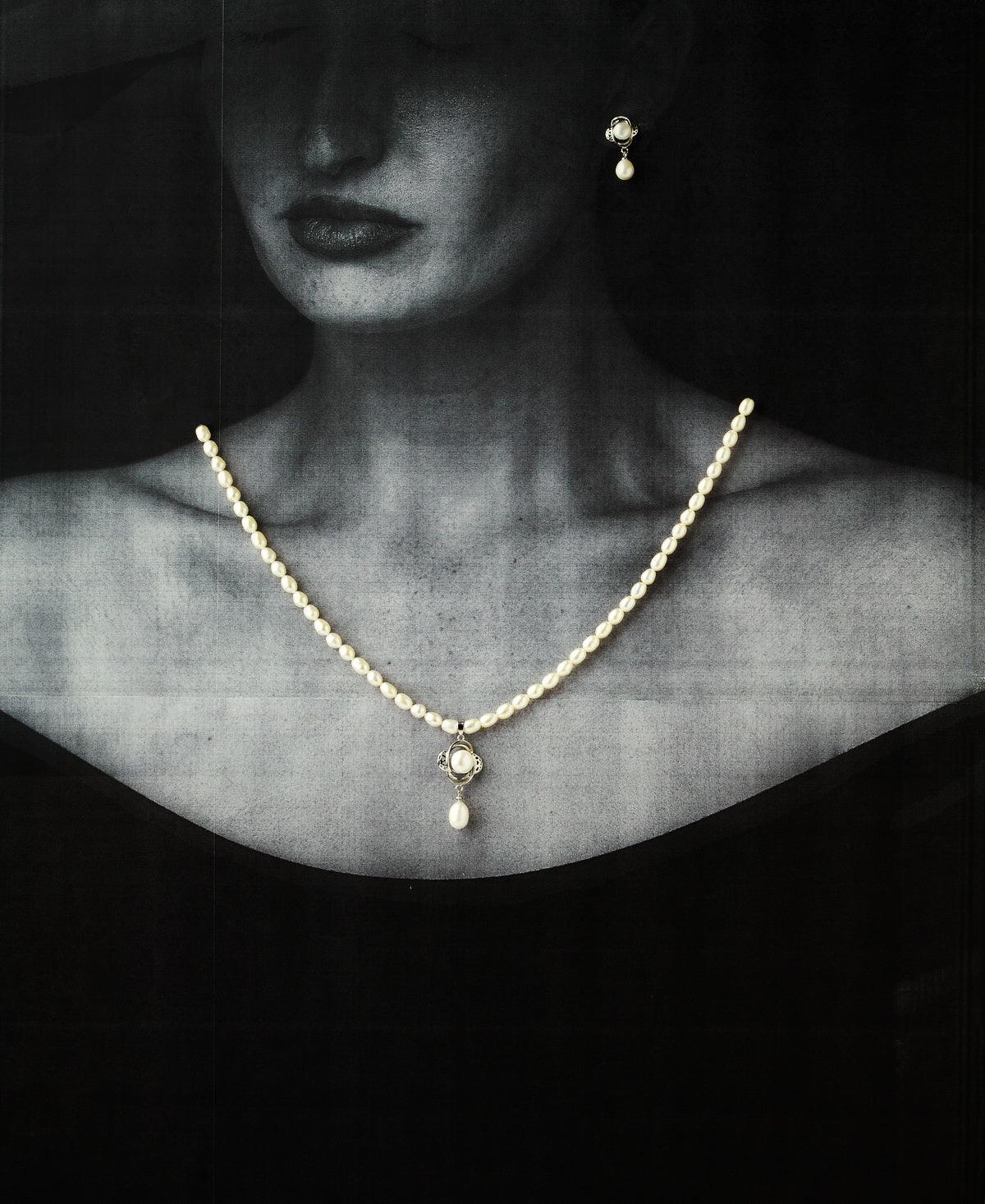 Floral Real Pearl Necklace Set - Chandrani Pearls
